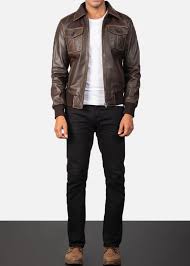 Aaron Brown Leather Bomber Jacket Brown Leather Bomber Jacket Leather Jacket Men Leather Bomber Jacket