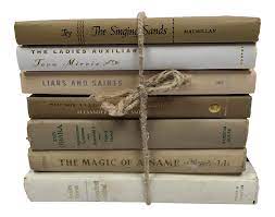 Vintage Cream Tan Neutral Book Stack Set Of 7 On Chairish Com Vintage Book Decor Stack Of Books Book Decor
