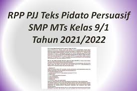 Demikianlah yang dapat kami jelaskan tentang ciri kebahasaan teks pidato persuasif di kelas 9 mata pelajaran bahasa indonesia. Rpp Pjj Teks Pidato Persuasif Smp Mts Kelas 9 1 Tahun 2021 2022
