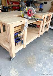 Diy Mobile Workbench With Table Saw Miter Saw Bitterroot Diy Diy Table Saw Mobile Workbench Table Saw Accessories