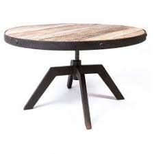 table basse ronde vintage industrielle metal vieux bois reglable table basse table de salon table basse ronde