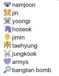 Are There Any Emojis To Identify The Bts Members With Like On Twitter Quora Bts Emoji Bts Members Bts Love Yourself