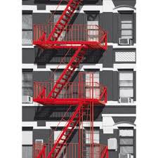 Ideal Decor 100 In X 72 In Fire Escape Wall Mural Dm432 Fire Escape Large Wall Murals Wall Mural Poster