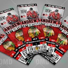 Chicago Blackhawks Ticket Style Sports Party Invitations Sports Invites