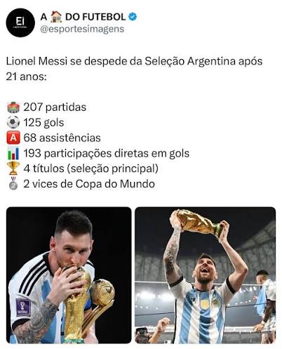 Lionel Messi anunciou oficialmente sua aposentadoria da sele&ccedil;&atilde;o da Argentina nesta segunda-feira (31 de agosto de 2026), encerrando uma trajet&oacute;ria de mais de 20 anos com a camisa de seu pa&iacute;s. #messi #argentina