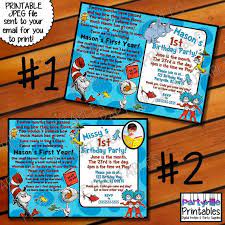 Dr Seuss Birthday Invitation Dr Seuss By Partyvilleprintables Birthday Invitations Dr Seuss Birthday 1st Birthday