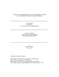 Maybe you would like to learn more about one of these? Crafting Colombianidad Race Citizenship And The Localization Of Policy In Philadelphia A Dissertation Submitted To The Temple