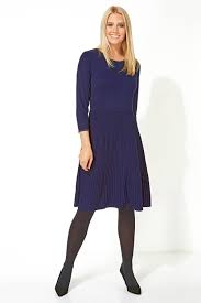 Shop with afterpay on eligible items. Fit And Flare Knitted Dress In Navy Roman Originals Uk