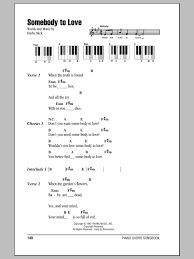 1* 2**) raises it to a higher octave. Somebody To Love Sheet Music Jefferson Airplane Piano Chords Lyrics