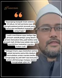 Tidak dapat menahan rasa sayu, bacaan doa Imam Pusat Hidayah Universiti  Teknologi Mara (UiTM) terhenti beberapa kali selepas sahaja selesai solat  jenazah 3 pelajar universiti yang terkorban dalam kemalangan semalam. Imam  yang