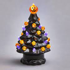 The unique, vintage design was inspired by the classic christmas version. Lighted Ceramic Halloween Tree Decoration Battery Powered Accent Ebay