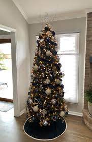 Free shipping on qualified orders. Navy Blue Champagne And Silver Christmas Tree Blue Christmas Decor Silver Christmas Tree Silver Christmas Decorations