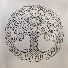 Stencil Of My New Celtic Oak Tree Tattoo By Ben Harper The Golden Rose In San Francisco Celtic Tree Tattoos Oak Leaf Tattoos Celtic Knot Tattoo
