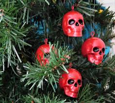 This kind of decoration usually is used to make a costume party or a halloween party or a classy. Red Skull Ornaments Set Of 4 Metallic Gothic Christmas Etsy In 2020 Creepy Christmas Scary Christmas Dark Christmas