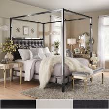 Weston home adison graceful scrolls panel metal bed. Solivita King Sized Canopy Black Nickel Metal Poster Bed By Inspire Q Bold Overstock 14084764