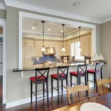 Create Bar Seating Area At Stairwell Blue Subway Tile Hood Fixtures Same Layout Home Remodeling Home Renovation Room Remodeling