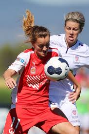 Isabel Hodgson 11 Of Adelaide Holds Off Alanna Kennedy 6 Of Perth During The Round Seven W League Match Between Adelaide And Per Football Club Soccer Kennedy