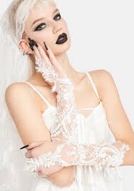 Dark In Love Embroidered Lace Up Gloves