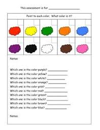 Color Assessment Teaching Colors Color Assessment