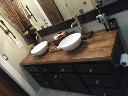 rustic bathroom wood countertop vessel