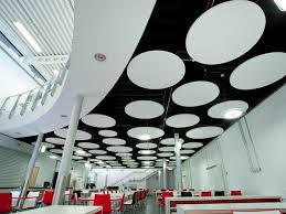 Glass Wool Acoustic Ceiling Clouds Ecophon Solo Circle By Saint Gobain Ecophon Ceiling Office Ceiling Acoustic Panels