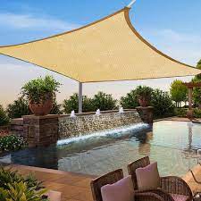 Sunbrella fabric is water resistant, and shade sails made from this fabric have to be installed with at least a 20 degree slope to allow water to run off and not pool on top of the sail. 16 X 20 Sun Shade Sail Square Sand 185gsm Uv Block Canopy For Patio Jeremywell