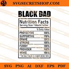 Black Dad Nutrition Facts Svg Black Dad Svg Black American Svg