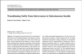 Transitioning Safely From Intravenous To Subcutaneous Insulin