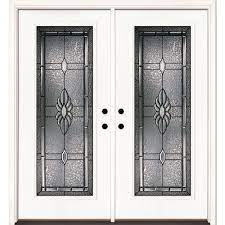 Double entry doors can give a home a grand appeal. Feather River Doors 66 In X 81 625 In Sapphire Patina Full Lite Unfinished Smooth Right Hand Inswing Fiberglass Double Prehung Front Door 6h3171 400 The Home Depot