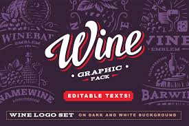 Wine Graphic Pack In Logo Templates On Yellow Images Creative Store