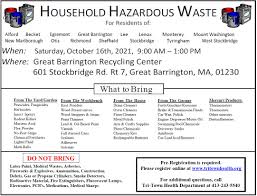 Although they are on the same day, please note that brush collection occurs monthly between the months of may and october, and bulk trash collection occurs only in the months of march, june, september, and december. Household Hazardous Waste Collections Town Of Lee Ma