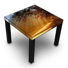 table d appoint noir avec motif dore a l automne table d appoint table de resine meuble sans vis