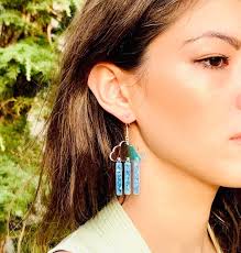 Iridescent Cloud & Rain Dangle Earrings, Glitter Acrylic Statement Earrings  Pierced or Clip-on