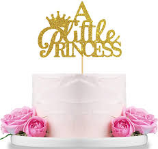 Amazon Com A Little Princess With Crown Cake Topper Gold Glitter Baby Birthday Party Baby Shower Gender Reveal Party Decoration Grocery Gourmet Food