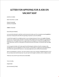 Application letter for a job vacancy. Application Letter For Any Vacant Position