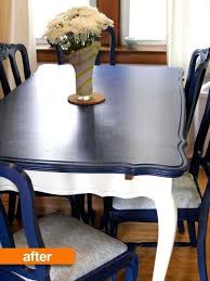 Before After A Basic Table Goes Two Tone Painted Dining Table Blue Dining Tables Blue Kitchen Tables