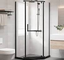 OEM ODM Price Homestyle Glass Hinge Door Shower Cubicle Single Slide Full  Kit Bath Room Black Shower Door