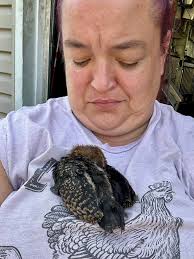 This little chick went all over with us today. The part store, dollar  general, Meijer and a friends cookout. This chick now seeks hubby and I out  whenever we are outside and