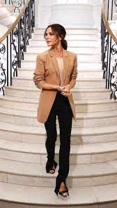 Victoria beckham camel eva leather bag. Victoria Beckham London Fashion Week 2018 Outfit Who What Wear