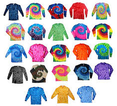 Long Sleeve Tie Dye T Shirts Multicolor Adult 2xl Cotton