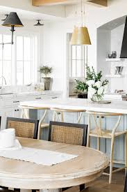 Organic Kitchen Brass Pendants Blue Kitchen Island Chic Home Decor Blue Kitchens Organic Kitchen