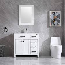 Elk,deer,moose, bear, cabin & mtns, made in america. Amazon Com Walsport Bathroom Vanity With Sink 36 White Modern Wood Cabinet Basin Vessel Sink Set With Mirror Chrome Faucet P Trap Kitchen Dining