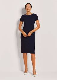 Sheath dress with short sleeves in navy | MADELEINE Fashion