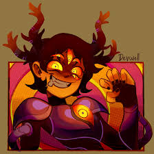 darcy (amphibia), marcy wu, the core (amphibia), amphibia, evil, highres,  spoilers, 1girl, alternate eye color, antlers, armor, black hair, black  nails, bridal gauntlets, dark persona, devwell, evil smile, extra eyes,  halftone, hand