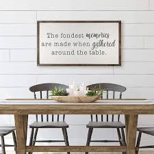 If ever there was a most appropriate time to play up the earth tones, it's in a farmhouse setting. Amazon Com Flowershave357 Fondest Memories Are Made Gathered Around The Table Farmhouse Dining Room Sign Framed Gather Sign Large Wood Gather Sign Wood Sign Home Kitchen
