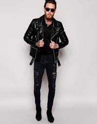 Asos Leather Biker Jacket With Belt In Black At Asos Com Jackets Men Fashion Leather Jacket Street Style Cargo Jacket Mens