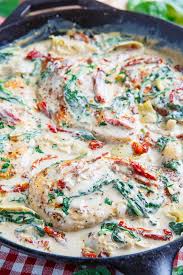 Spinach And Artichoke Skillet Chicken With Sundried Tomatoes Recipe Sundried Tomato Recipes Tomato Recipes Chicken Recipes