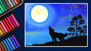 Lengkap dengan step by step cara mewarnai bunga menggunakan oil pastel. How To Draw Scenery Of Moonlight Wolf With Master Pastel Cute766