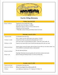 Daily activities report template fresh itinerary google sample for. Reunion Itinerary Currie Family Reunion Facebook