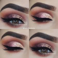 Glam Pink And Gold Eye Makeup Idea Gold Eye Makeup Pink Eye Makeup Silver Eye Makeup